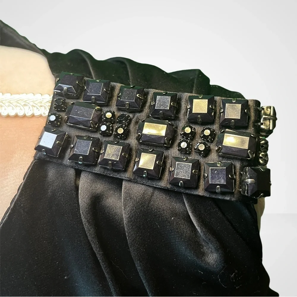 JOE FRESH Black Silk Cocktail Dress with Jeweled Shoulder Detailing EUC Size 12  - Picture 5 of 7